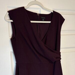 Ann Taylor Faux-Wrap Midi Dress in Plum